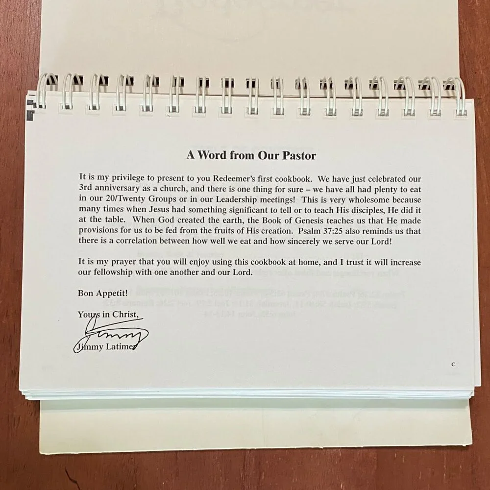 Welcome‎ to the Redeemer's Table Cookbook
